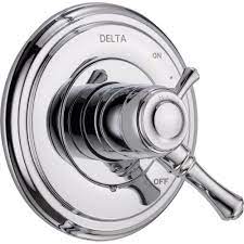Delta Cassidy 1 Handle Volume Temperature Control Valve Trim Kit In Chrome Valve Not Included T17097 The Home Depot Delta Cassidy Delta Faucets Shower Handles