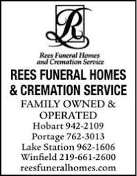 Rees Funeral Home Directories Hobart In Nwitimes Com