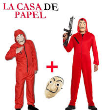 New Salvador Dali La Casa De Papel Money Heist Red Jumpsuit Mask Costume Cosplay Ebay Red Jumpsuit Costumes Holloween
