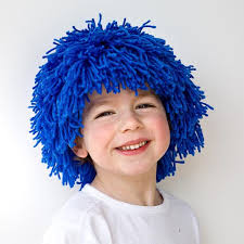 PDF Children Sewing Pattern, DIY Blue Yarn Wig, Party and Dress up Costume,  Instant Download Sewing Pattern