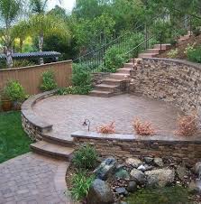 Eldorado Stone Sloped Backyard Landscaping Sloped Backyard Backyard Retaining Walls