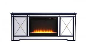 Satin nickel finish offers a distinctive look and quality steel construction clear seeded glass provides bright illumination and an urban loft feel uses 6 x 60 watt e26 medium base bulbs (not included) + 2 x 5 watt gu10 led bulbs (included) dimmable for desired illumination levels when used with dimmable bulbs and compatible wall. Modern 60 In Mirrored Tv Stand With Crystal Fireplace In Blue Twzz9 Kay S Tlc Lighting