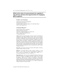 Click to view our edirectory. Pdf What Is The Value Of E Procurement For Suppliers The Drivers Barriers And Opportunities For Engaging Mro Suppliers