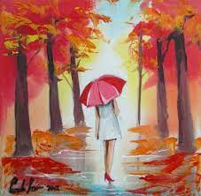 Saatchi art is pleased to offer the art print, woman with umbrella, by tatiana feoktistova. Woman Red Umbrella Autumn Original Oil Painting Gordon Bruce Art Small Canvas Ebay Painting Art Original Oil Painting