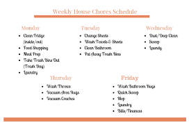 Weekly House Chores Schedule