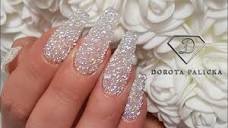 Swarovski crystals pixie application. Coffin shape nails infill ...