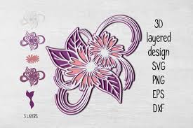 All of our files are in svg cuts png & jpg format so, our shapes are also the cuttest clipart and digital scrapbooking images available. 3d Layered Floral Design Graphic By Eva Barabasne Olasz Creative Fabrica