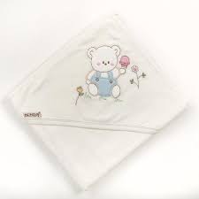 07 Bebi Tof 3070 Bebe Banyo Havlusu Mavi Desenli 472 Bebe Havlular Bebek