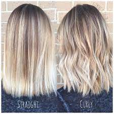 Bright Blonde Balayage Styled Straight And Curly Balayage Straight Hair Short Hair Balayage Balayage Hair Blonde