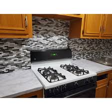 Peel and stick marble countertop contact paper install | rental kitchen upgrades. Art3d 12 X12 Peel And Stick Tiles Kitchen Backsplash Tile Mist Grey Overstock 31455843