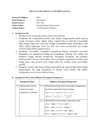 Maybe you would like to learn more about one of these? Rpp Turunan Trigonometri Tan Cotan Sec Cosec Matematika Kelas Xii Sma Peminatan Pdf