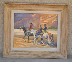 Carl G Bray 3 Original Oil Paintings Set Framed Native Americans Desert  1960