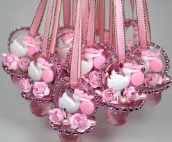 Pink Baby Shower Pacifiers Necklace 12 Pcs Baby Shower Games Rhinestone Mesh Pacifiers Stork Baby Shower Centerpieces Baby Shower Fun Pink Baby Shower