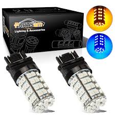 Partsam 1pair 3157 3156 3155 4157 Switchback Led Bulbs Front Turn Signal Light Dual Color Blue Amber Yellow 60 Epistar Smd Chip Led Turn Signal Light