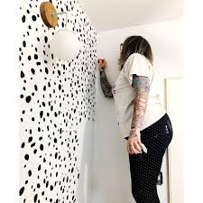 Black And White Accent Wall Dots Dalmatian Spots Wall Stencil Wallpaper Accent Wall Stencils Wall Accent Wall Entryway