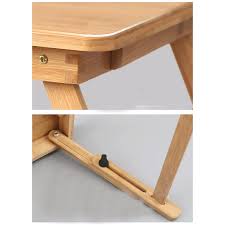 Összecsukható laptop asztal, VIENOD, bambusz, kihúzható lábak, 50*30*25 cm,  négy pozícióban állítható, ventilátorral, hűtőnyílásokkal