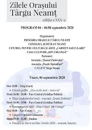 Program Zilele Orașului Targu Neamț 2020 Casa Culturii Ion Creanga Targu Neamt