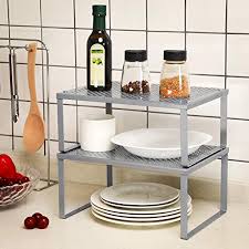 Check spelling or type a new query. Songmics Cabinet Shelf Organizers Stackable Expandable Set Of 2 Metal Kitchen Counter Shelves Silver Ukcs01sv Pricepulse
