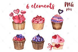 Download Cupcakes Watercolor Mini Set In Illustrations On Yellow Images Creative Store PSD Mockup Templates