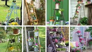 It hangs from the ceiling so it won't take up needed floor space. Build Diy Flower Stands Yourself Use Old Wooden Ladders As Flower Stands My Desired Home