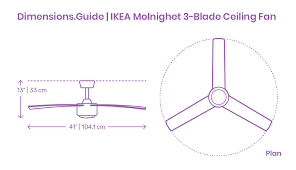 The latest trend in ceiling fans is big! Ikea Molnighet 3 Blade Ceiling Fan Dimensions Drawings Dimensions Com