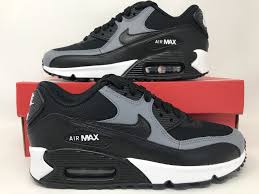 Women S Nike Air Max 90 Black Leather Cool Grey White Sneakers 325213 037 Size Nike Air Max 90 Black Nike Air Max Nike Air Max For Women