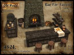 We created the mantle style wood hood is oversize to increase its impact as a focal point. Second Life Marketplace Medieval Bar For Tavern Old World Rustic Furniture For Kitchen