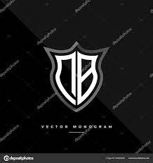 Trendy Monogram Shield Isolated Dark Background Silver Flat Initial Logo  Stock Vector by ©Ireiru 442320090