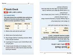 Find thousands of math skills. Go Math Grade 6 Quick Check Lesson 6 2 Rates By Ramona Vaughn Tpt