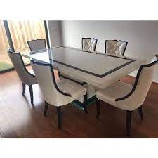 An old table with no top would be perfect. Wooden Leather 6 Seater Marble Top Designer Dining Table Rs 95000 Set Id 21513606591