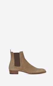 Chaussures homme beige (21 articles). Saint Laurent Bottes Homme Bottine Wyatt 30 Chelsea En Suede Beige A V4 Bottes Chelsea Chaussure Chaussures Homme