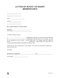Free Letter Of Intent To Marry Within 90 Days Petitioner Beneficiary Pdf Word Eforms