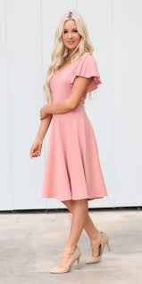 We Love The Blush Color Of This Modest Daisy Dress Pink Dress Casual Pink Dress Outfits Modest Dresses
