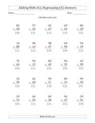 Printable 2 digit addition without regrouping pdf. 2 Digit Plus 2 Digit Addtion With All Regrouping A