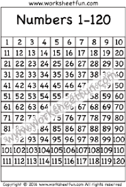 120 Chart Number Chart 1 120 One Worksheet Free