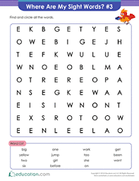 Below you will find a set of teacher tested word lists by grade level. 1st Grade Sight Words Worksheets Free Printables Page 3 Education Com