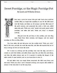 Sweet Porridge Or The Magic Porridge Pot Student Handouts Fairy Tales Free Fairy Tales Abc For Kids