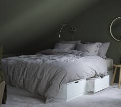 Nordli Bed Frame With Storage White King Ikea In 2020 Ikea Bed Bed Frame With Storage Bed Frame