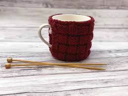 Free mug cozy knitting pattern | yay for yarn. Basketweave Knitted Mug Cozy Love Life Yarn