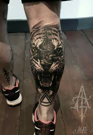 Tiger On Calf Tattoo Idea Calf Tattoo Calf Sleeve Tattoo Tiger Tattoo