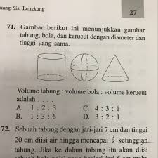 Gambar Berikut Ini Menunjukkan Gambar Tabung Bola Dan Kerucut Dengan Diameter Dan Tinggi Yang Sama Brainly Co Id
