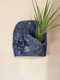 ceramic wall pocket vase deep blue with mermaid pottery planter hanging planters handmade ceramics cheap fake ivy