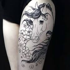 Horse Head Flowers Tattoo Idea Horse Tattoo Body Art Tattoos Tattoos