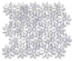 Maybe you would like to learn more about one of these? 12 X12 Carrara White Daisy Flower Pattern Mosaic Tile Polished Traditional Mosaic Tile By Stone Center Online Houzz