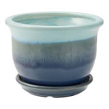 Shop the best indoor planters including large plant pot — best indoor plant pots. Better Homes Gardens Oceanoid Ceramic Planter With Saucer Blue 6 Walmart Com Walmart Com