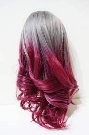 Grey And Red Gradient Dye Wig For Blythe And American Girl Hair Dye Tips Red Hair Tips Grey Ombre Hair