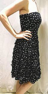 Black Chiffon Dress Strapless Whbm Sexy Cocktail Party Polka Dots Size 0 Ebay