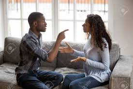 Of course, ours was a female led relationship because she was so much better at making decisions than i was. Irritated African American Couple Quarrelling At Home Sitting Stock Photo Picture And Royalty Free Image Image 114276935