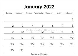 January Calendar 2022 Printable Template Calendar Design Calendar January Calendar