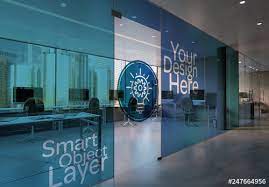Download Office Glass Wall Mockup Stock Template Adobe Stock
